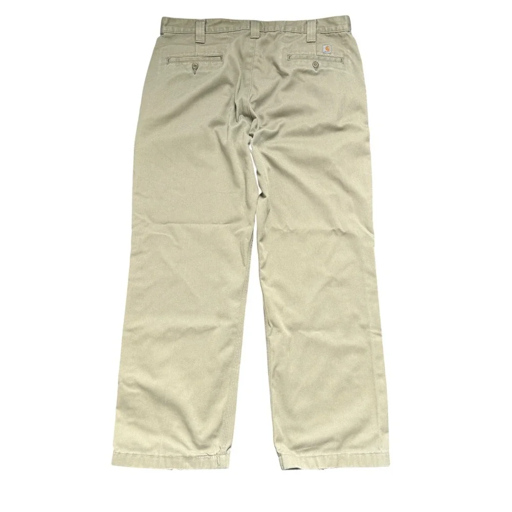 Carhartt Mens Khaki Tan Canvas Workwear Utility Pants Relaxed Fit 37x29